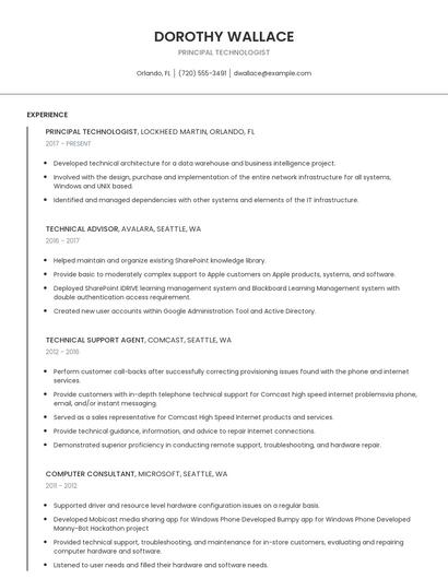 Principal Technologist Resume