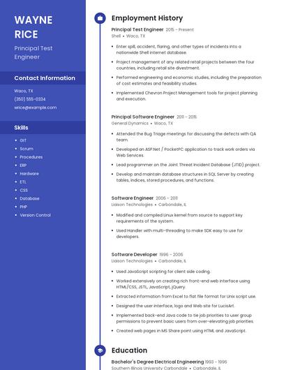 Principal Test Engineer Resume
