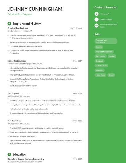 Principal Test Engineer Resume