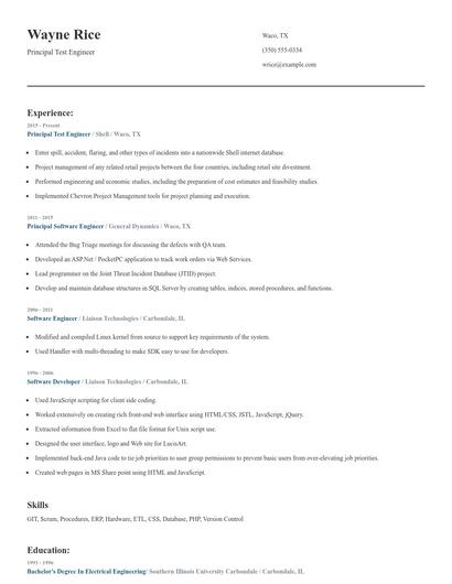 Principal Test Engineer Resume