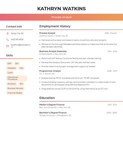 Process Analyst Resume