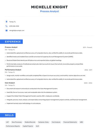 Process Analyst Resume