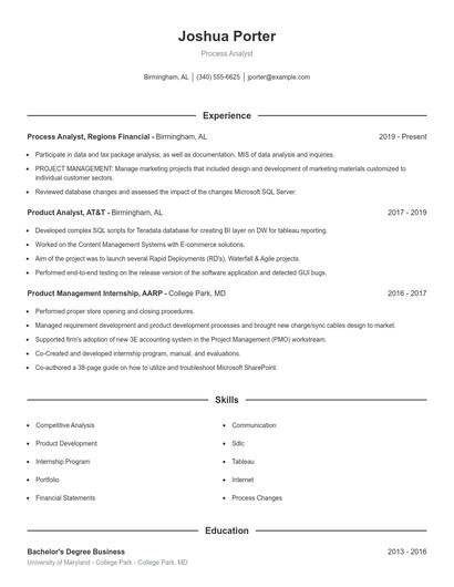 Process Analyst Resume
