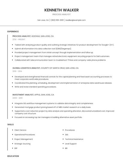 Process Analyst Resume
