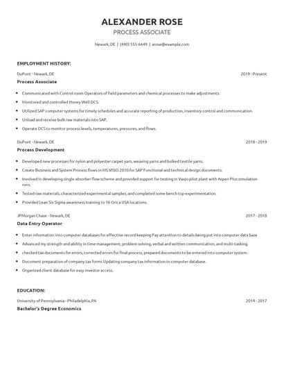 Process Associate Resume