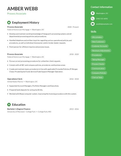 Process Associate Resume