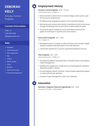 Process Control Engineer Resume