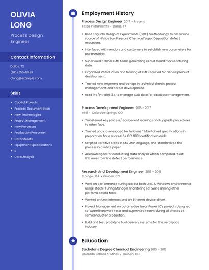 Process Design Engineer Resume