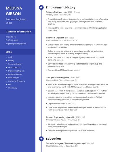 Process Engineer Lead Resume