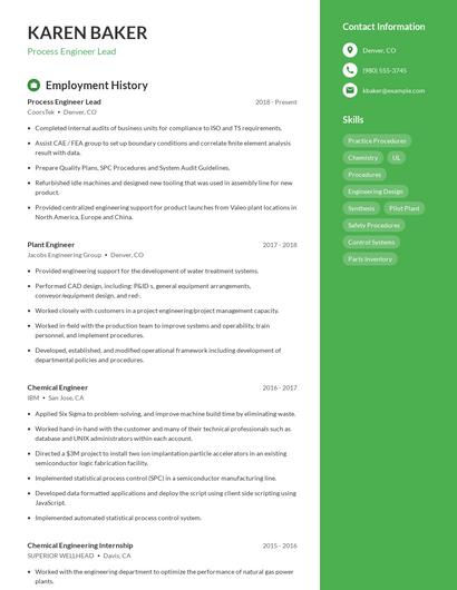 Process Engineer Lead Resume