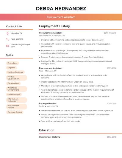 Procurement Assistant Resume