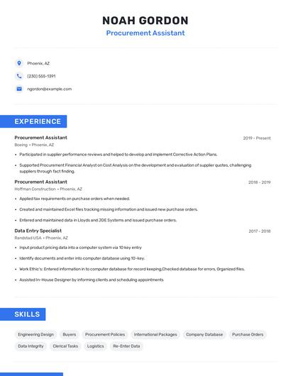 Procurement Assistant Resume