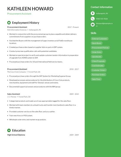 Procurement Assistant Resume