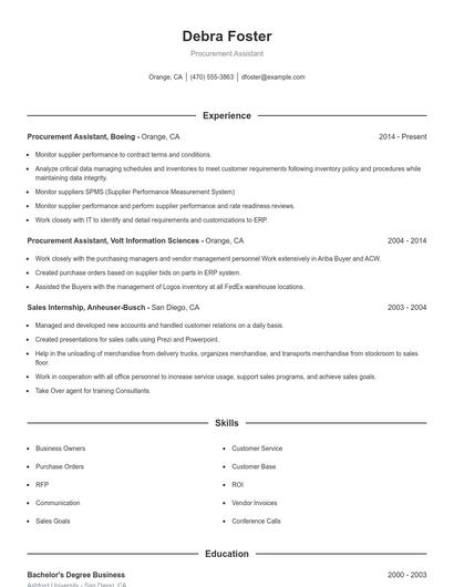 Procurement Assistant Resume