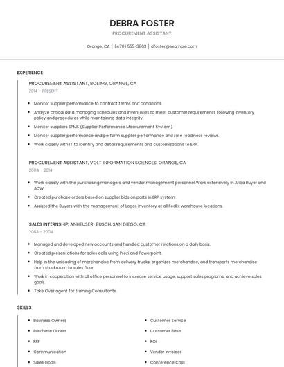Procurement Assistant Resume