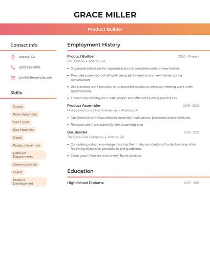 Product Builder Resume