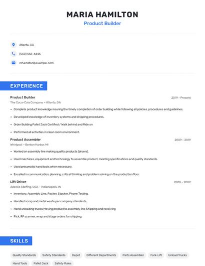 Product Builder Resume