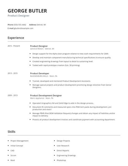 Product Designer Resume