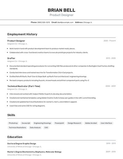 Product Designer Resume