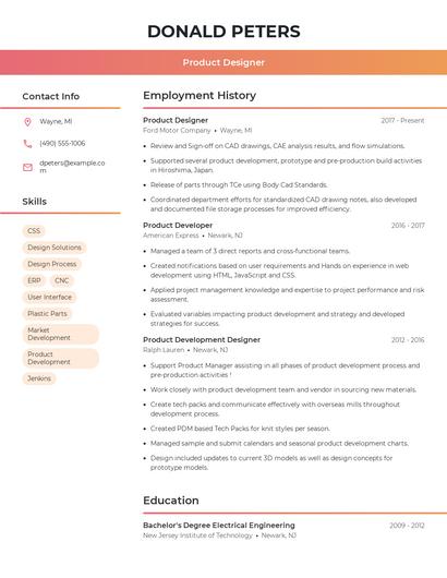Product Designer Resume