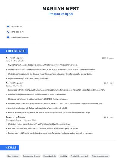 Product Designer Resume