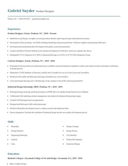 Product Designer Resume