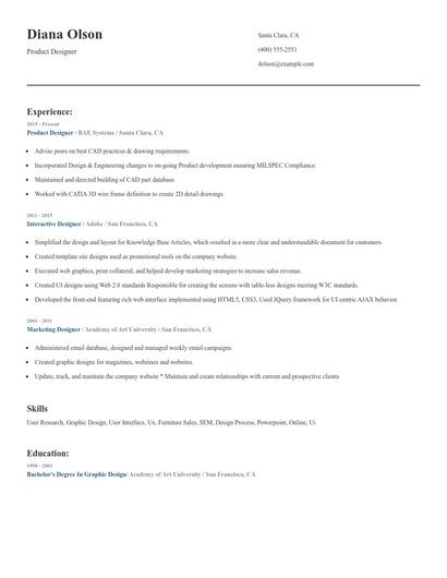 Product Designer Resume