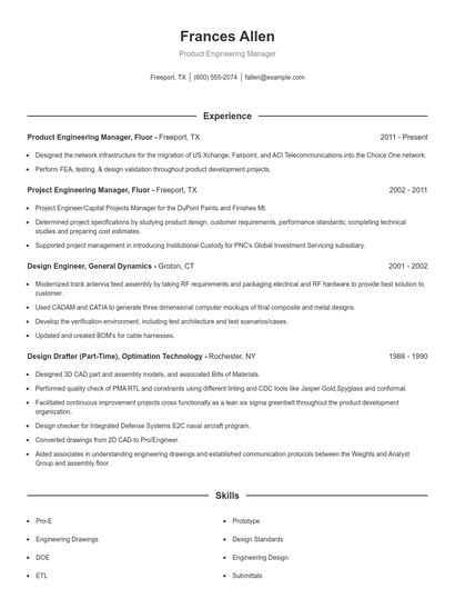 Product Engineering Manager Resume