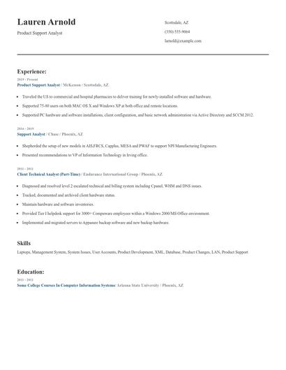 Product Support Analyst Resume