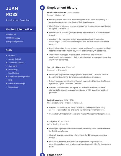 Production Director Resume