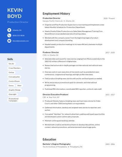 Production Director Resume
