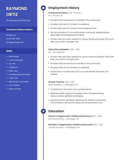 Professional Nanny Resume