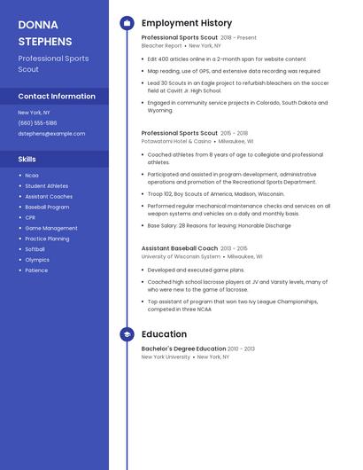 Professional Sports Scout Resume