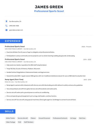 Professional Sports Scout Resume