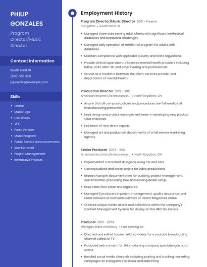 Program Director/Music Director Resume