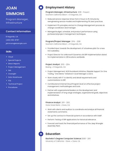 Program Manager, Infrastructure Resume