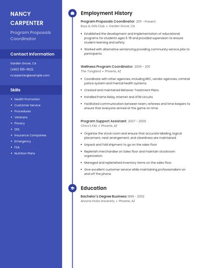 Program Proposals Coordinator Resume