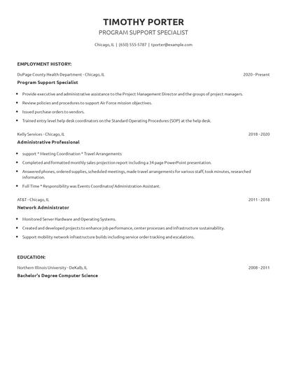 Program Support Specialist Resume