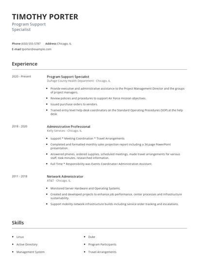 Program Support Specialist Resume