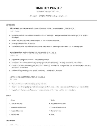 Program Support Specialist Resume