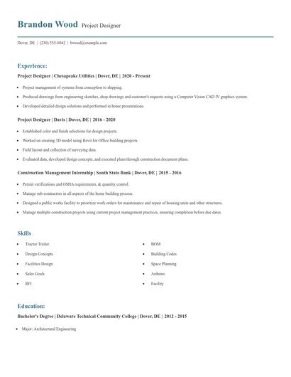 Project Designer Resume