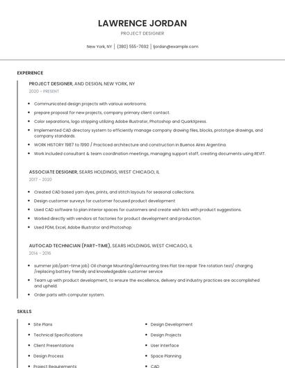 Project Designer Resume