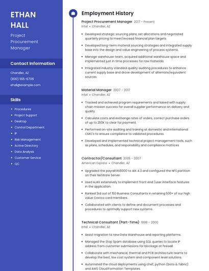 Project Procurement Manager Resume