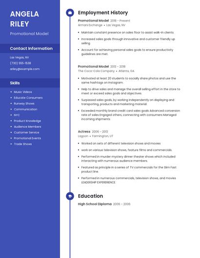 Promotional Model Resume