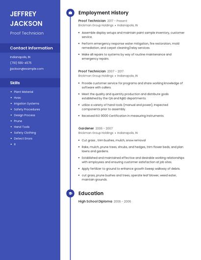 Proof Technician Resume