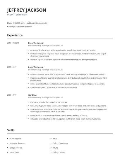 Proof Technician Resume