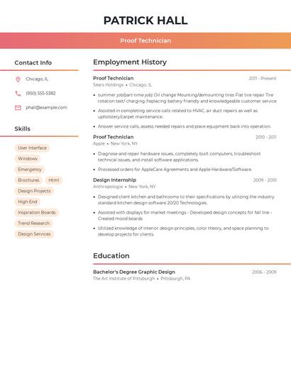 Proof Technician Resume