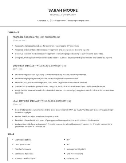 Proposal Coordinator Resume