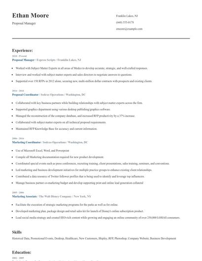 Proposal Manager Resume