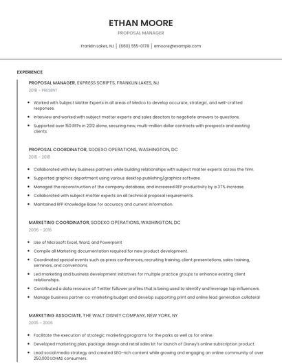 Proposal Manager Resume